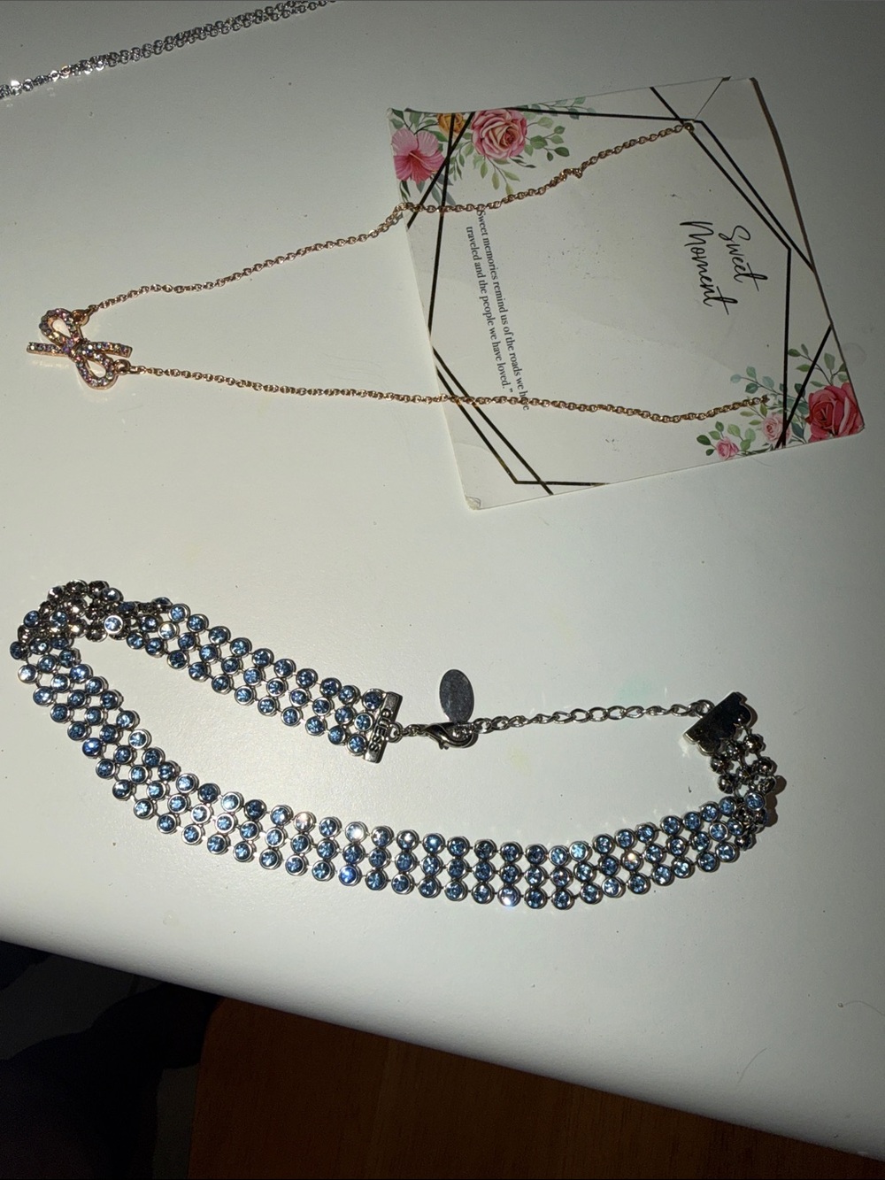 Sweet Moment Blue Crystal Choker Necklace bundle